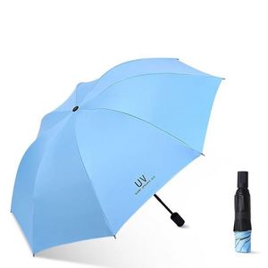 Custom Business Students Three-<b>Fold</b> Sun and Rain Protection Black Rubber Sunshade Custom Logo 8-Rib Anti-Wind UV Umbrella - Product Image 4