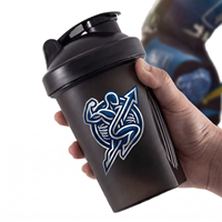 Bouteille de shaker à protéines personnalisée de 400 ml en plastique, anti-fuite, avec boule mélangeuse, sans BPA, pour le sport, la remise en forme et la salle de sport