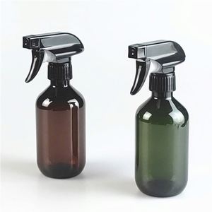 Bouteilles vides transparentes ambrées vertes 300ml 500ml pour soins quotidiens, flacons Boston ronds en PET avec pulvérisateur à brume fine - Product Image 5