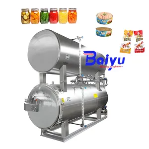 Baiyu phun hơi nước nhiệt độ cao Nồi hấp đôi cửa đóng gói nước sốt súp Snack Ketchup retort Máy khử trùng