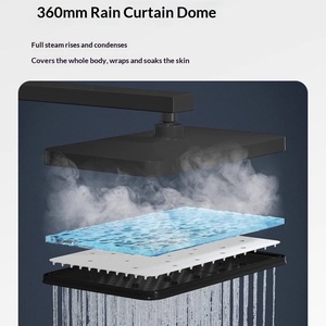R&T S70P Square Shower Back <b>Spray</b> Slide Bar Filtered Visual Digital Display Piano Keys Wall <b>Mount</b> - Product Image 4