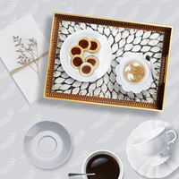Plateau de service rectangulaire décoratif tendance, plateau de petit-déjeuner en plastique avec poignées, plateau de service de cuisine