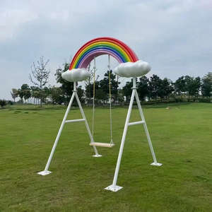 Balançoires intérieures romantiques, design nuage blanc arc-en-ciel bord de mer, équipement de photographie populaire, installations de parc d'attractions pour enfants - Product Image 5