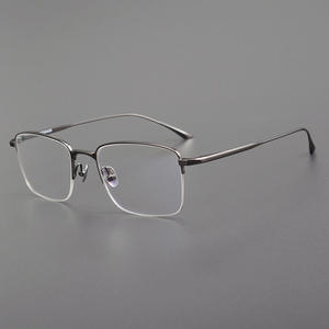 MIES Lunettes à demi-monture carrées en titane <span class=keywords><strong>de</strong></span> qualité supérieure pour hommes et femmes Montures <span class=keywords><strong>de</strong></span> lunettes <span class=keywords><strong>de</strong></span> prescription <span class=keywords><strong>de</strong></span> haute qualité Design à la mode - Product Image 3