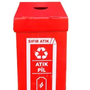 Caixa De Folha De Plástico Corrugado Lixeira Bateria e Tubo De Resíduos com Suporte De Mão Melhor Qualidade e Preço De Fábrica Trash Can Set