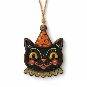 Ensemble d'ornements en <span class=keywords><strong>bois</strong></span> vintage rétro pour Halloween, étiquettes suspendues en <span class=keywords><strong>bois</strong></span>, décoration murale pour arbre d'Halloween, plateau à étages, cadeau - Product Image 6