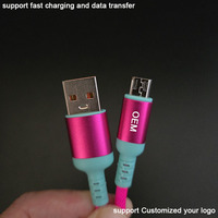 Cables USB a Micro USB V8 para Android, Duraderos, Coloridos, con Degradado de Arcoíris, Trenzados, Sincronización de Datos, Carga Rápida