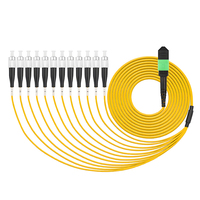 Kabel Patch Cord Fiber Optik Single Mode 12 Core MPO/APC Female ke FC UPC SM Tipe B 9/125 untuk Data Center Fiber Terminal Box FTTH