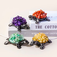 RUNYANGSHI Vente en gros d'objets artisanaux en cristal, lampe de nuit USB en cristal naturel en forme de tortue, lampe tortue animale, cadeau de guérison Reiki