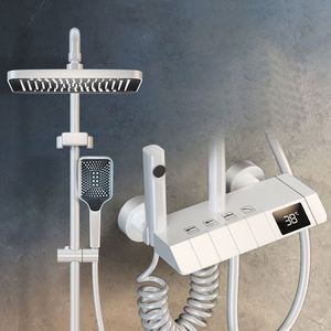 Ensemble de robinetterie de douche murale intelligente pour salle de bain, eau chaude et froide, en laiton, avec affichage numérique, type piano - Product Image 6