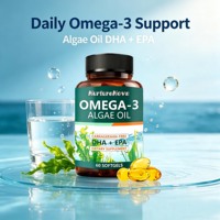 Exportation transfrontalière de nouvelles gélules d'huile d'algues oméga-3, 60 capsules, complément alimentaire pour adultes, usage quotidien