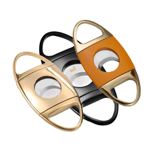 Stainless Steel Double Finger Stretch <strong>Type</strong> Metallic <strong>Cutter</strong> Custom <strong>Cigar</strong> <strong>Cutter</strong>