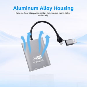 Adaptateur GC DisplayLink DL6950 USB 3.0 vers double HDMI 4K 60Hz, carte <span class=keywords><strong>graphique</strong></span> externe USB C pour Windows, hub d'extension multi-écrans - Product Image 1