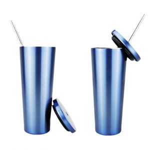 Feist Cross-border <b>Large</b>-Capacity Double-Wall Stainless Steel Straw Cup Vacuum-Insulated Gradient-Color Portable Coffee <b>Mug</b> - Product Image 5