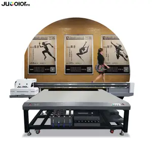 Jucolor Large Format Glass Wood Metal Acrylic 2513 3220 Uv Flatbed Printer With Industrial Ricoh Head High Gap Printing