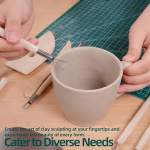 Kit d'outils en <span class=keywords><strong>bois</strong></span> pour poterie, <span class=keywords><strong>accessoires</strong></span> de sculpture pour argile polymère, ensemble de fournitures artistiques pour modelage céramique et <span class=keywords><strong>bois</strong></span> - Product Image 5