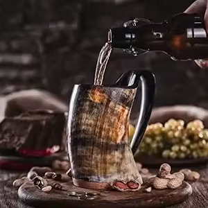 แก้วน้ำวัสดุเขาควายคุณภาพดี เป็นมิตรกับสิ่งแวดล้อม ทำด้วยมือ สไตล์ไวกิ้ง ภาชนะดื่มสมัยใหม่ - Product Image 1