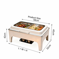 Lefeng Luxe 2025 – Ensemble de plats de service professionnels 9L en acier inoxydable doré avec compartiments intérieurs, pour traiteur, buffet de mariage, chauffe-plats vapeur