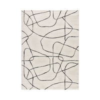 Tapis géométrique à poils longs, antidérapant, écologique et fait main |   Ivoire et Charbon de bois |   Mélange de laine |   Support en latex |   Tailles personnalisées disponibles