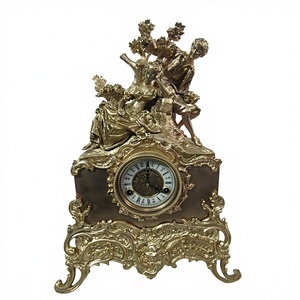 Horloge à mélodie de style antique europé<span class=keywords><strong>en</strong></span> Rococo <span class=keywords><strong>en</strong></span> <span class=keywords><strong>laiton</strong></span> <span class=keywords><strong>doré</strong></span>, avec sculpture de couple courant, pour cheminée - Product Image 1