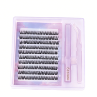 Kit de cils DIY en gros pour auto-greffe, longueurs mixtes, cils individuels segmentés effilés et volumineux, cils en grappe en livre, marque privée
