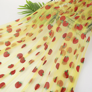 Thiết kế mới Thất Bại màu đỏ màu xanh lá cây dâu tây long lanh trên vải tuyn vải cho trẻ em 'mặc lưới vải - Product Image 6