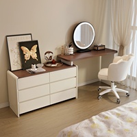 Nouvelle Coiffeuse de Luxe Moderne 2026 avec Miroir LED et Meuble de Maquillage en Bois pour Chambre à Coucher (Maison/Villa)