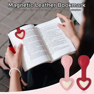Magnetic Leather <b>Bookmarks</b> Magnetic Pen Holder Book Marks Clip <b>Gift</b> for Book Lover Readers - Product Image 2