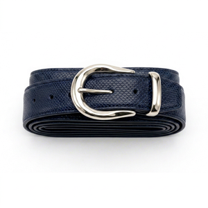 Ceinture pour femme en cuir véritable bleu marine, boucle à ardillon en acier inoxydable, réglable, décontractée, élégante, durable et écologique - Product Image 1
