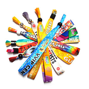 Bracelets en tissu tissé personnalisés pour événements et fêtes, avec fermoir en plastique - Product Image 4