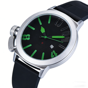 Reloj de Alta Calidad con Descuento, Esfera Negra de Gran Tamaño con Detalles Vibrantes, Marcadores Amarillos en Contraste, Manecillas Plateadas - Product Image 3