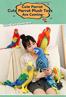 Jouets en peluche perroquet colorés personnalisés de haute qualité, animaux en peluche doux en forme d'oiseaux du zoo, en coton PP, cadeau pour enfants, vente en gros