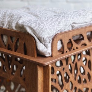 Solid Wood Two-Story Cat <b>House</b> Grayish Brown Multifunctional Pet <b>Bed</b> For Medium Cats - Product Image 4