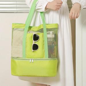 Saco De Praia Com Refrigerador Dupla Malha Saco De Praia Bolsos Travel Swim Tote Bolsa De Armazenamento De Praia Saco Packable for Travel Essentials - Product Image 2