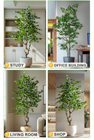 Palmier artificiel Banyan Tree de 1,80 m en pot, vert et jaune, pour décoration intérieure/extérieure, maison, bureau, anniversaire, grands espaces