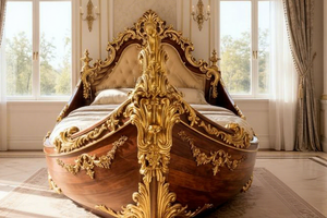 Cama King Size de Madera de Teca Estilo Náutico con Dos Mesitas Auxiliares, Diseño Moderno y Duradero, Personalizable para Dormitorios de Lujo en Mansiones de EE. UU. - Product Image 2