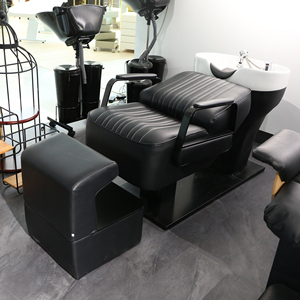 Fauteuil de lavage de luxe noir pour salon de coiffure, lit de shampoing et chaise pour le lavage des cheveux - Product Image 6