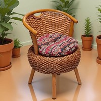 Ensemble trois pièces en rotin tressé à la main, style moderne et décontracté, table de salon de balcon et chaises avec dossier, table à thé, petit tabouret