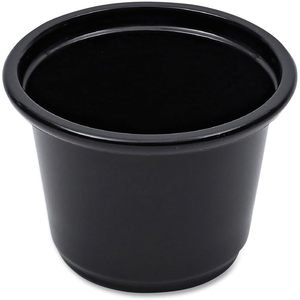 Boardwalk PRTN1BL Souffle Section <b>Cups</b> 1 oz Black Disposable <b>Plastic</b> for Snacks and Beverages 2500/Carton - Product Image 2