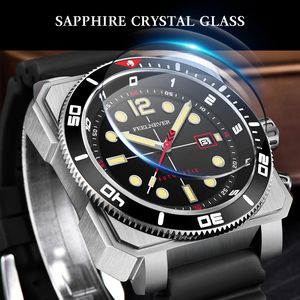 Montre de plongée LIGE FN1812 Sapphire 100M résistante à l'eau 49mm pour hommes 8215 automatique mécanique lumineuse en acier avec <span class=keywords><strong>lunette</strong></span> rotative + boîte cadeau - Product Image 2