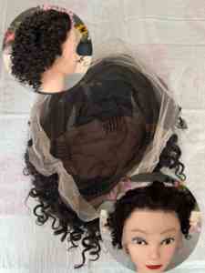 Wig renda penuh tanpa lem potongan Pixie 4 inci Wig rambut manusia asli Virgin 1B transparan renda Wig pendek medis keriting - Product Image 5