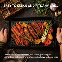 Petite plaque de cuisson pliante à trois côtés antiadhésive en acier inoxydable 410 perforée pour légumes, idéale pour le camping