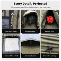 Tente de camping familiale gonflable portable imperméable en tissu Oxford 600D épaissi pour plusieurs personnes, 12 m²