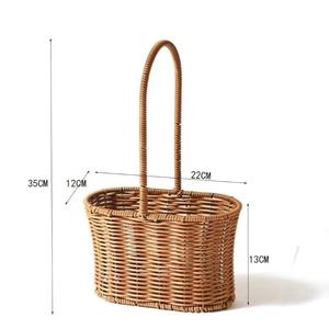 Keranjang Bunga Rotan Plastik Buatan Tangan Berkualitas Tinggi dengan Pegangan untuk Dekorasi Rumah - Product Image 3