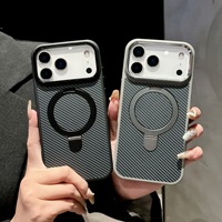 Nouvelle coque pour iPhone 17 Pro Max avec support magnétique rotatif en fibre de carbone, compatible Apple MagSafe
