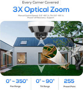 Micrófono incorporado de 6MP Detección de humanos y vehículos 3X ZOOM <span class=keywords><strong>Pan</strong></span>/<span class=keywords><strong>Tilt</strong></span> <span class=keywords><strong>PoE</strong></span> PTZ Domo Lente motorizada Cámara para exteriores 2,8-8mm - Product Image 6