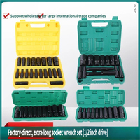 Lot de 10 boîtes moulées par soufflage jaune-vert en PC, manchon pneumatique, pistolet à air comprimé carré, acier au chrome-vanadium, réduction de volume