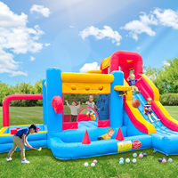 Château gonflable de qualité commerciale de 16 pieds, château gonflable en PVC avec toboggan, grand château gonflable pour les fêtes, location commerciale, 16x16x10 pieds