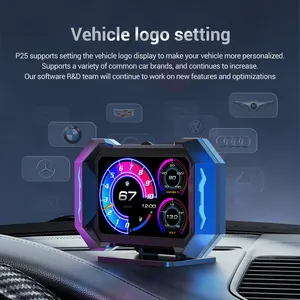 Latest Version P25 GPS Car OBD2 Meter Digital Scanner Alarm Speed Gauge Hud Display Water Temp RPM Turbo Boost Car Accessories