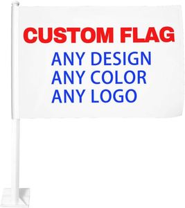 Drapeaux de voiture personnalisés en polyester double face - Design personnalisé 18x12 pouces Cadeaux de voyage en plein air - Product Image 1